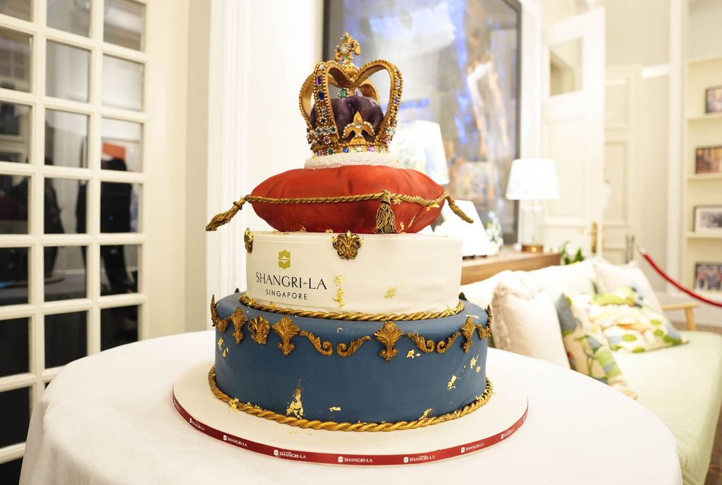 The birthday cake at a party for King Charles at the British High Commissioner's Residence