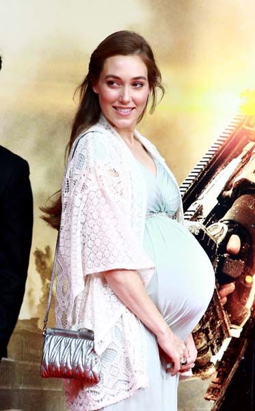 Heavily pregnant Jacqui Ainsley 