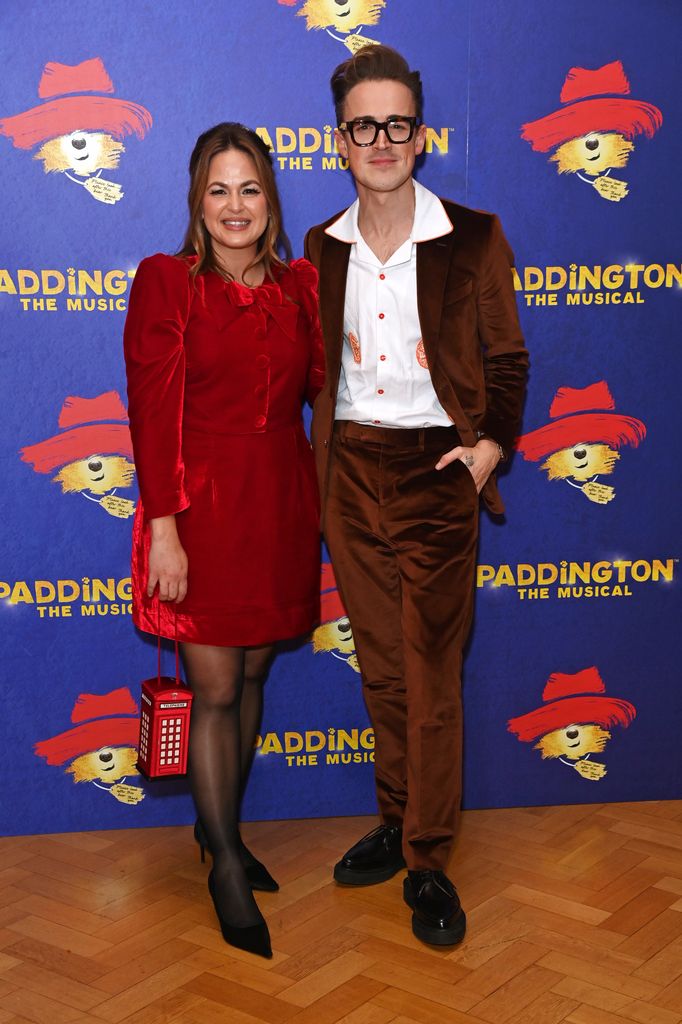 Giovanna Fletcher and Tom Fletcher attend the press night after party for Paddington The Musical at Freemasons' Hall on November 30, 2025 in London, England