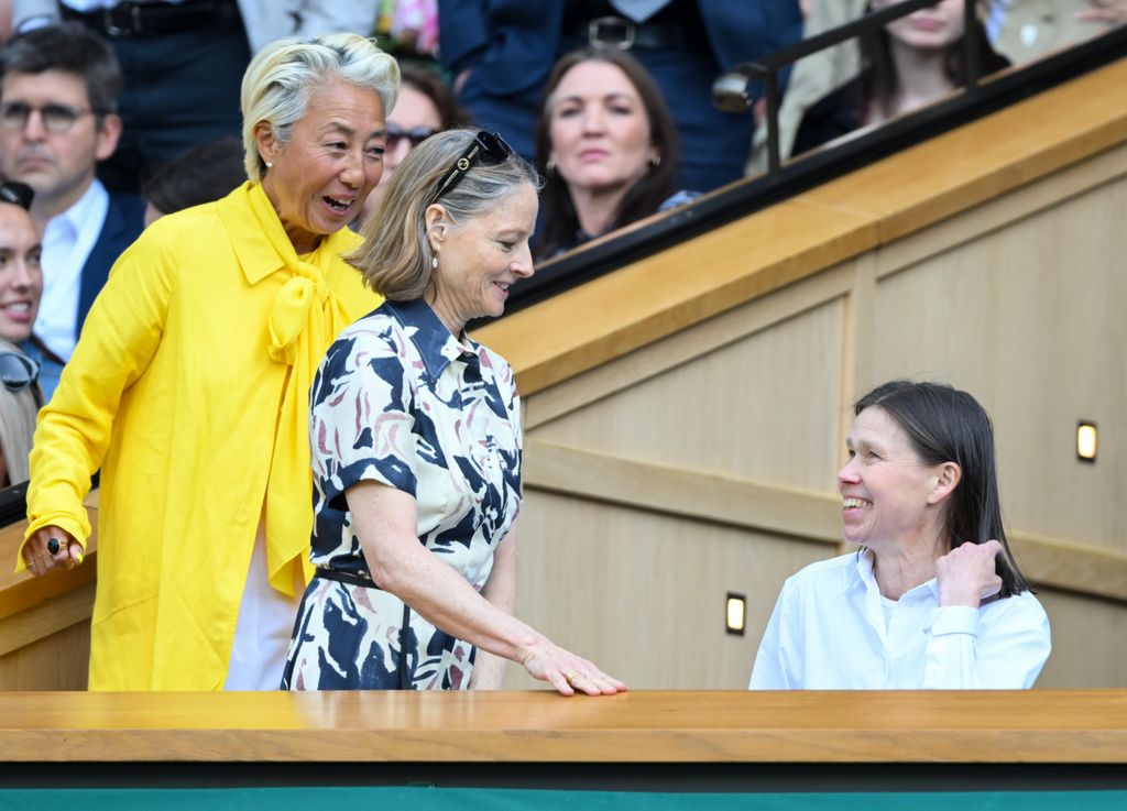 Lady Sarah Chatto smiling at Jodie Foster and Patti Rockenwagner