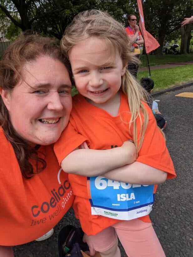 Kirsty and Isla before running 1Km for Coeliac UK, together they raised over £750 for the charity last year 