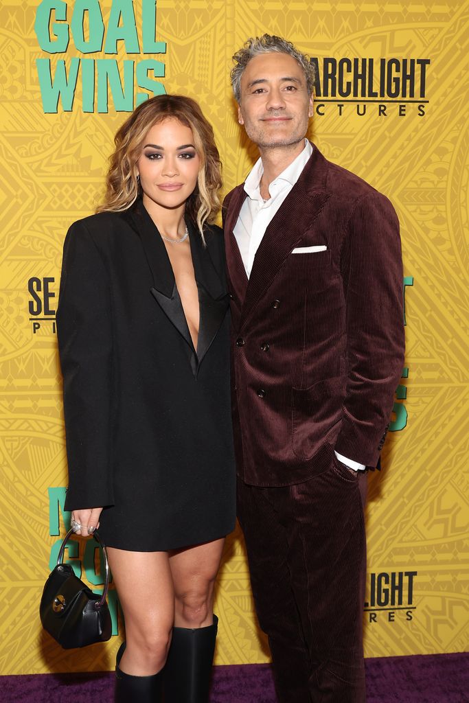 LOS ANGELES, CALIFORNIA - NOVEMBER 14: Rita Ora (L) and Taika Waititi attend the Los Angeles premiere of Searchlight Pictures' "Next Goal Wins" at AMC The Grove 14 on November 14, 2023 in Los Angeles, California. (Photo by Amy Sussman/Getty Images)