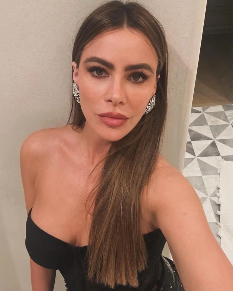 Sofia in a plunging dress