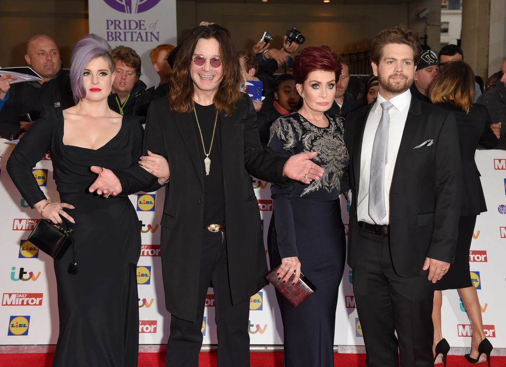 Kelly Osbourne, Ozzy Osbourne, Sharon Osbourne and Jack Osbourne attend the Pride of Britain awards at The Grosvenor House Hotel on September 28, 2015 in London, England