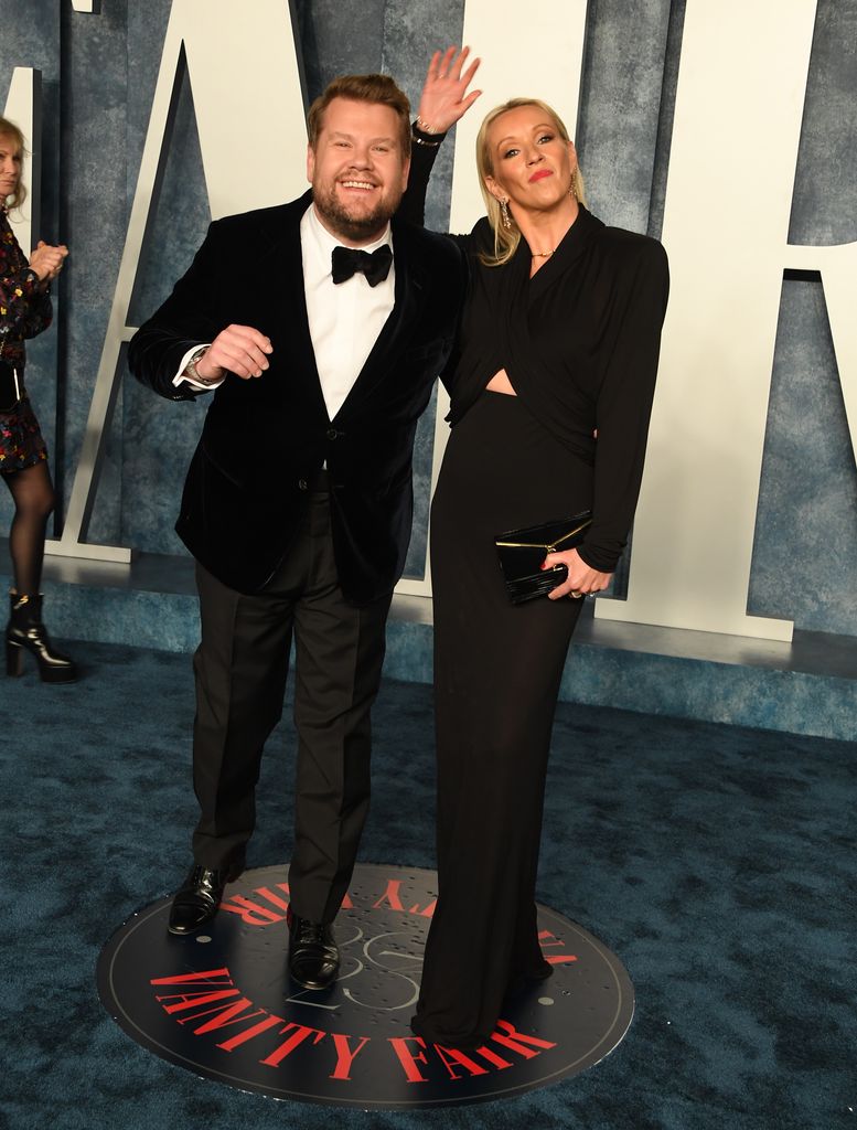 James Corden, Julia Carey arrives at the Vanity Fair Oscar Party Hosted By Radhika Jones at Wallis Annenberg Center for the Performing Arts on March 12, 2023 in Beverly Hills, California