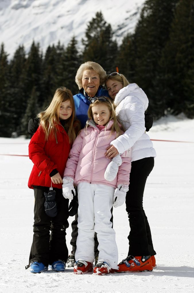 Princess Beatrix with her granddaughters Princess Catharina-Amalia (R), Princess Alexia (L) and Princess Ariane