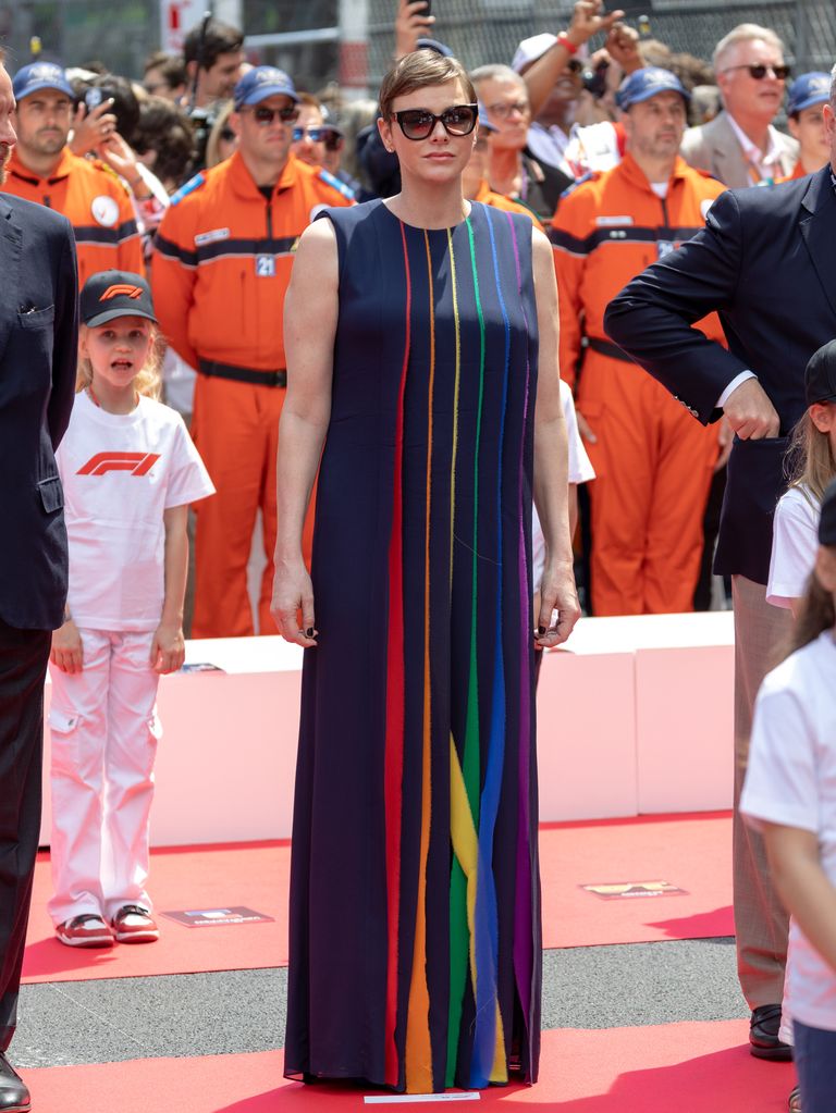 Princess Charlene of Monaco attends F1 Grand Prix of Monaco wearing rainbow dress