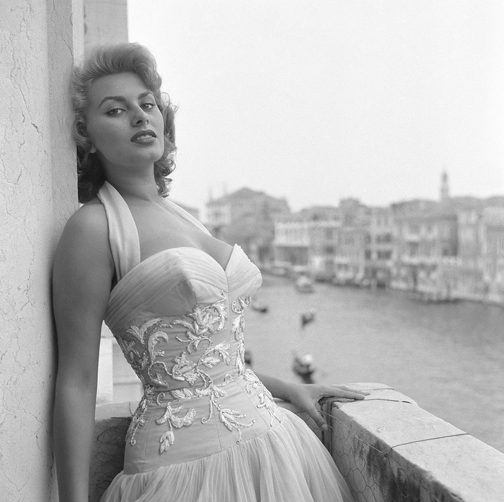 Sophia Loren posing by the Grand Canal in Venice 