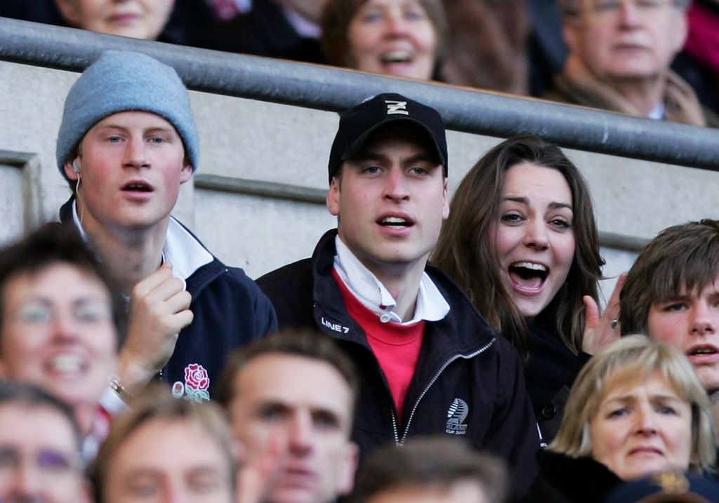 Prince Harry, Prince William and Princess Kate at the rugby in 2007