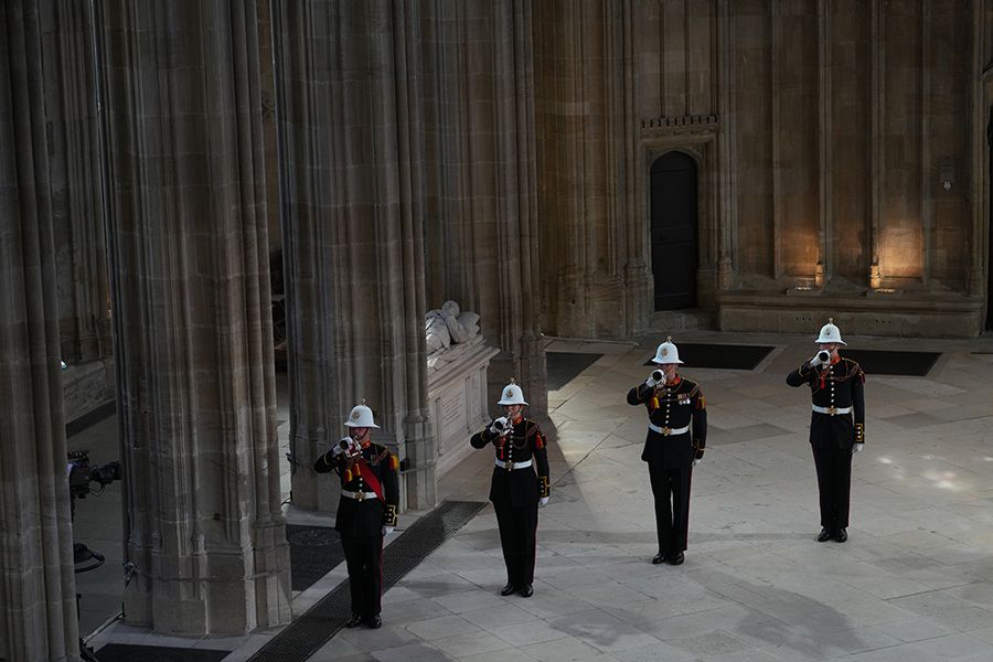 buglers playing prince philip funeral