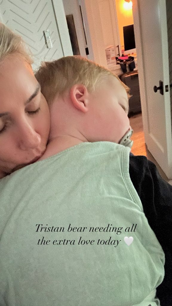 Heather Rae El Moussa cuddles her ill son Tristan