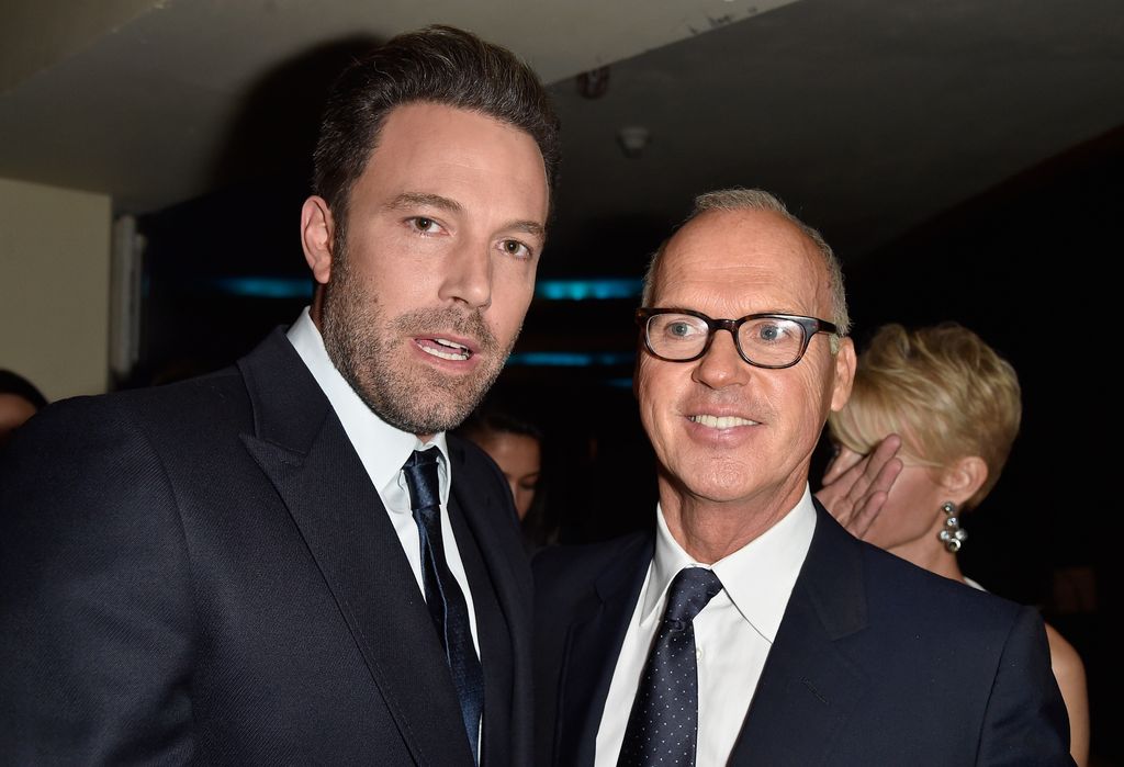 Ben Affleck and Michael Keaton (R) pose backstage during the 18th Annual Hollywood Film Awards at The Palladium on November 14, 2014 in Hollywood, California
