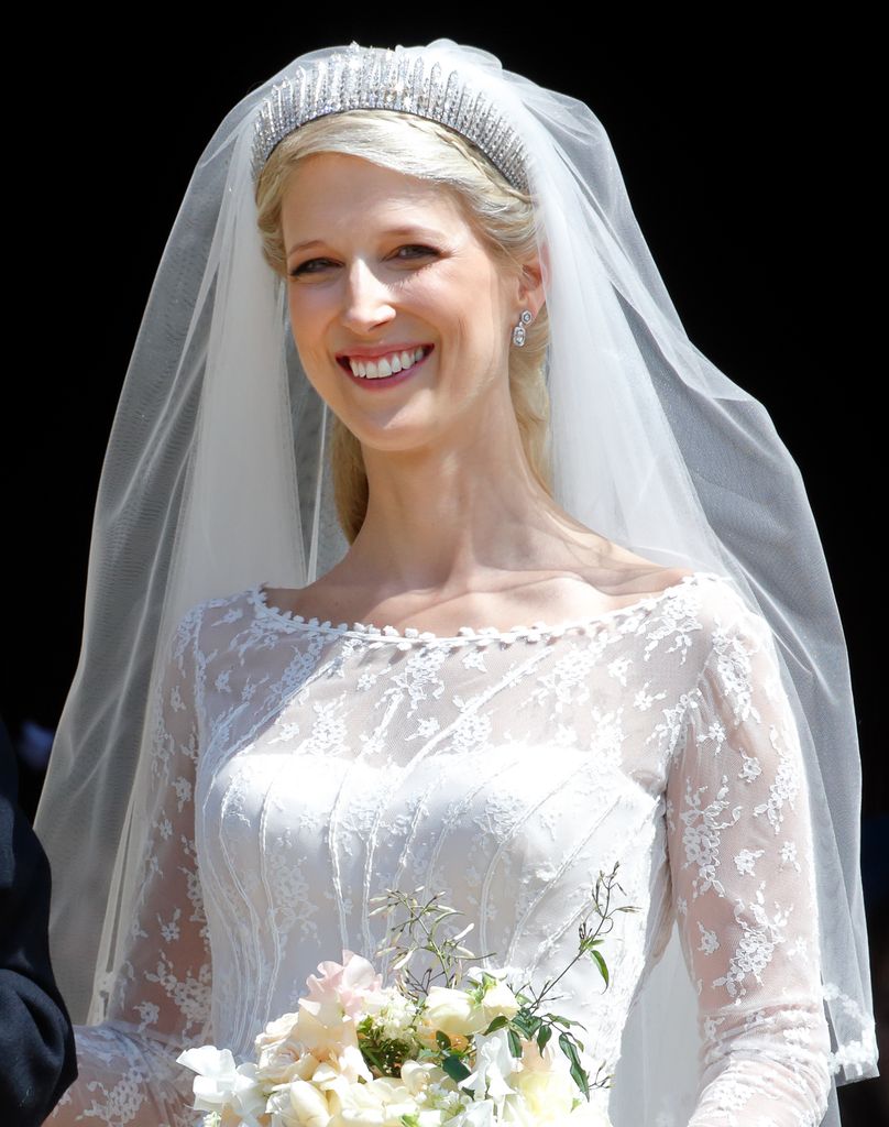 Lady Gabriella Windsor leaves after her wedding to Thomas Kingston at St George's Chapel 