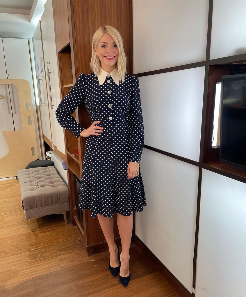 holly willoughby in polka dot dress 
