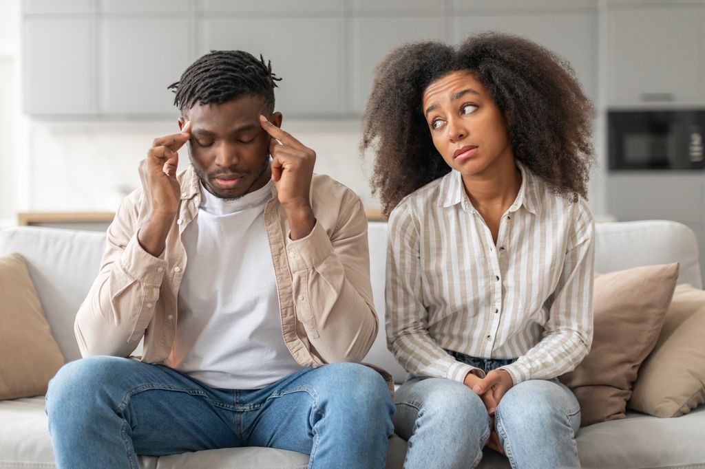 banksying couple with irritated man confused woman