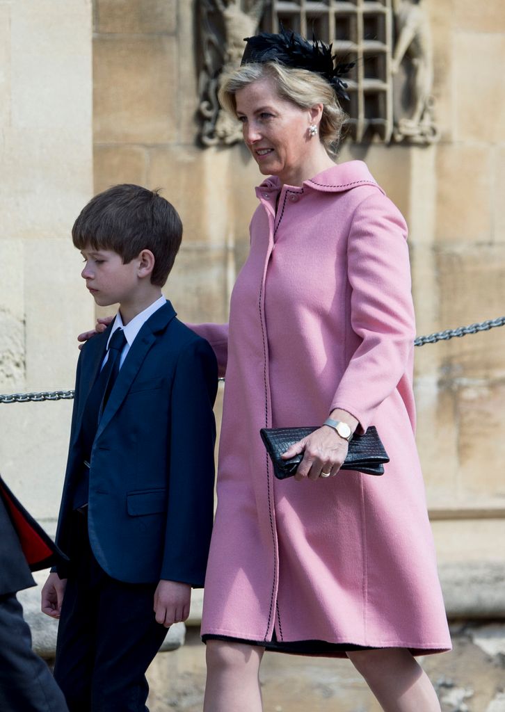 Sophie in pink and James Viscount Severn attend the Easter Day service 