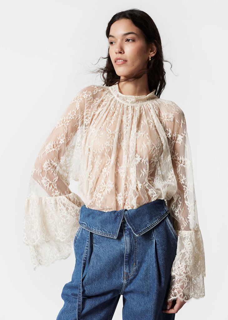 & Other Stories Flounced Lace Blouse