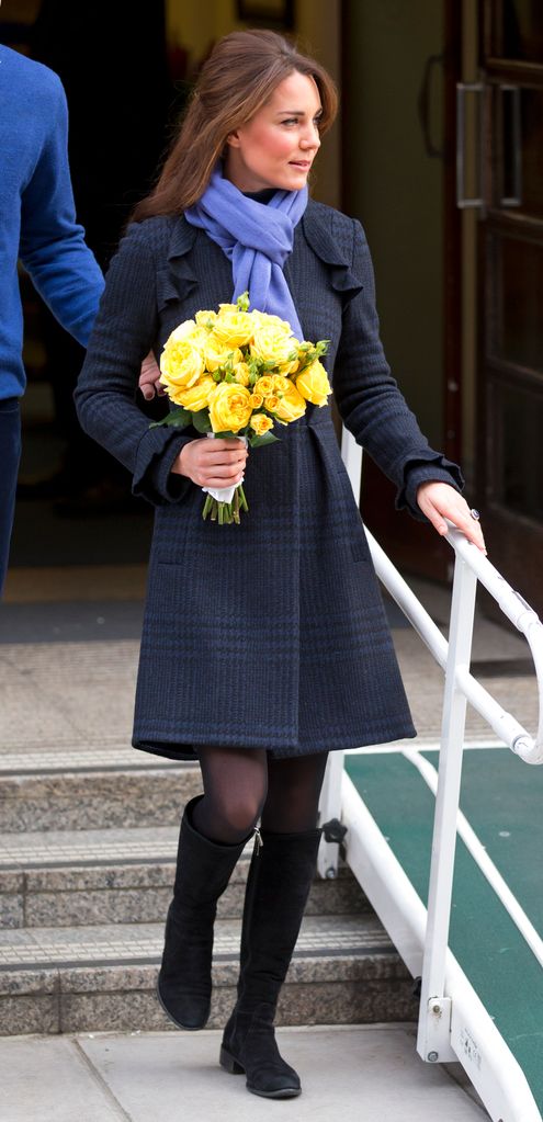 The Princess was glowing as she left the King Edward VII hospital where she was being treated for acute morning sickness in December 2012 