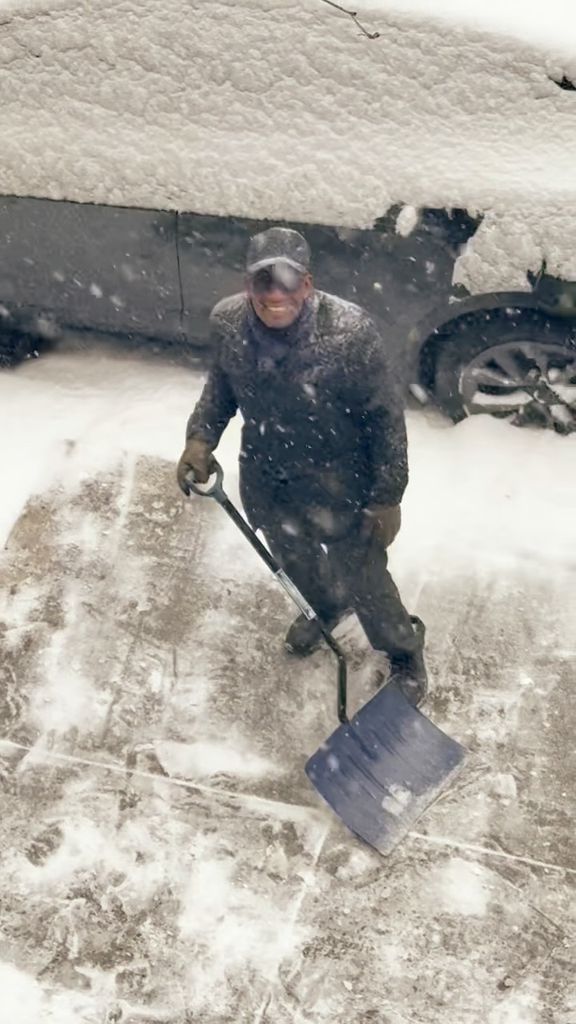 Al Roker filmed shoveling snow outside his apartment in New York City by his wife Deborah Roberts, shared on Instagram