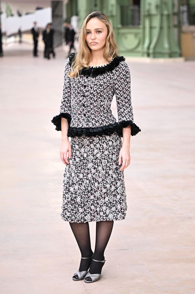 Lily-Rose Depp attends the Chanel Haute Couture Spring-Summer 2025 show as part of Paris Fashion Week on January 28, 2025 in Paris, France.