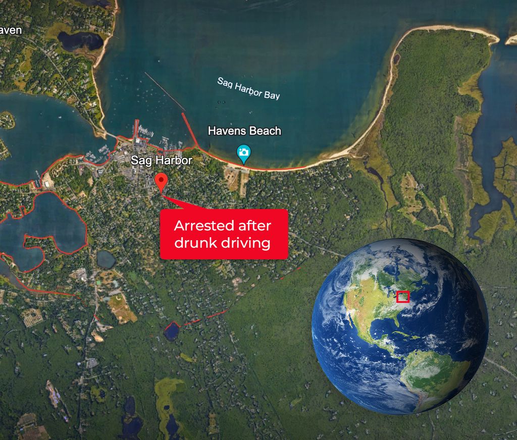 Karte von Sag Harbor, wo Justin Timberlake verhaftet wurde