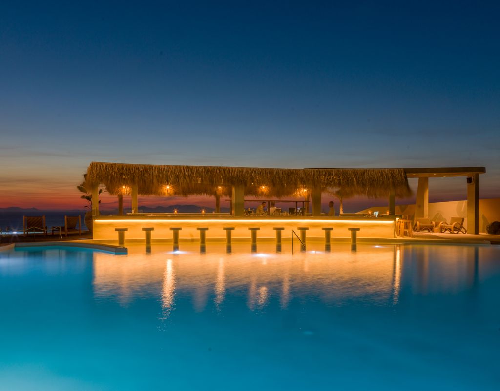 Adronis Arcadia's swim up bar at night