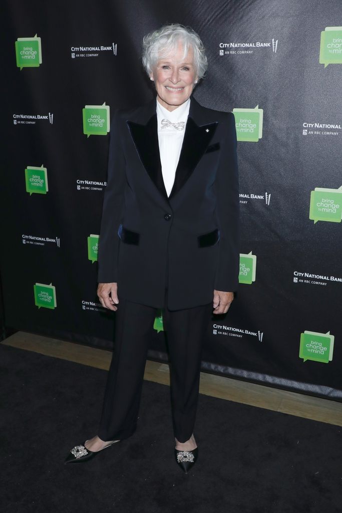 Glenn Close wears a velvet suit