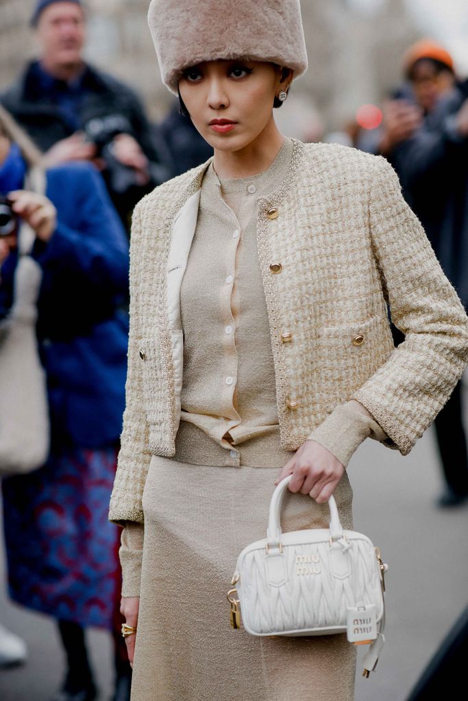 Kiwi Lee Han arriving at Miu Miu Fall-Winter in Paris 2024