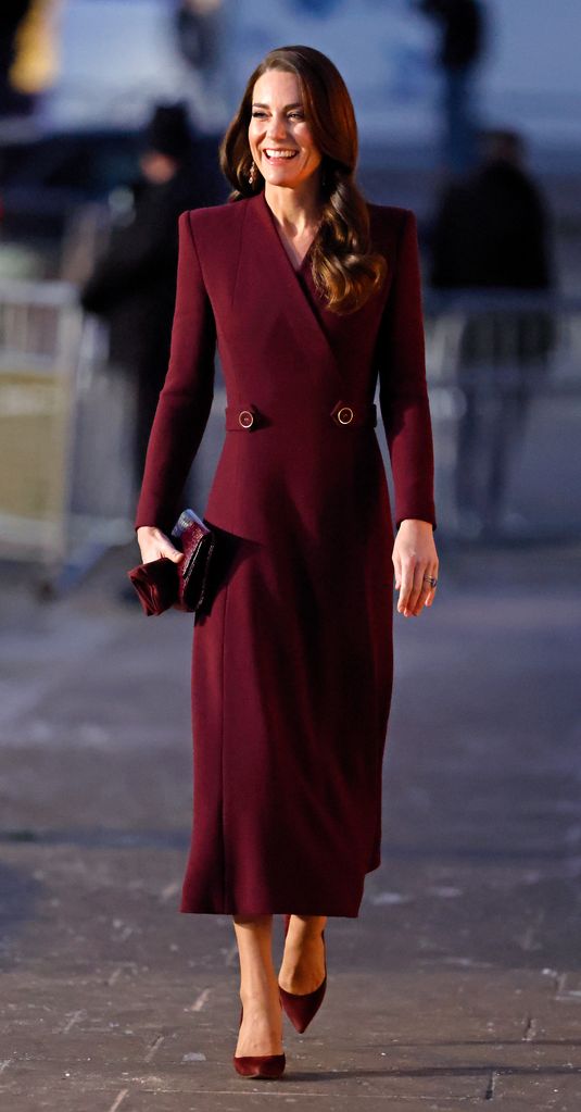 Catherine, Princess of Wales attends the 'Together at Christmas' Carol Service at Westminster Abbey wearing Eponine London