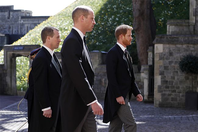 Prince William and Prince Harry walking side by side at Prince Philips funeral 