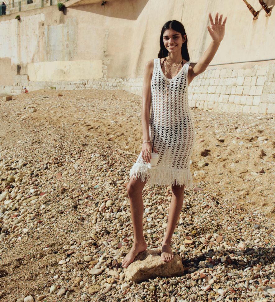 H&M Fringe Crochet Dress