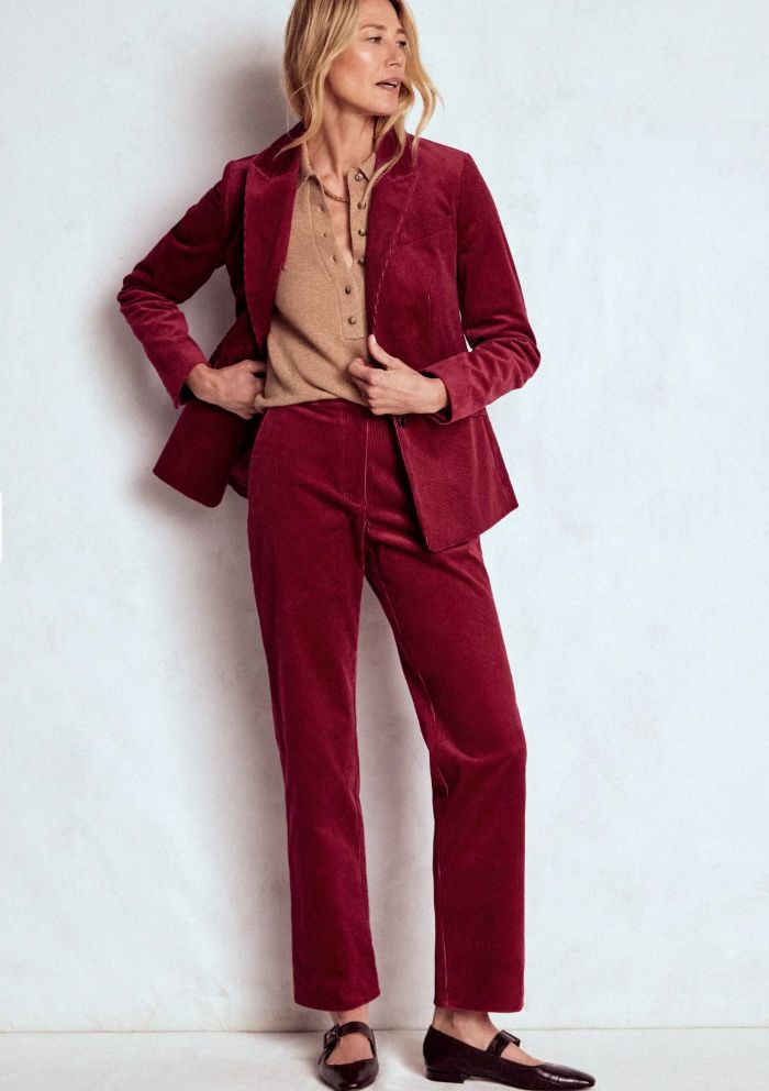 Boden Stamford Cord Suit In Burgundy
