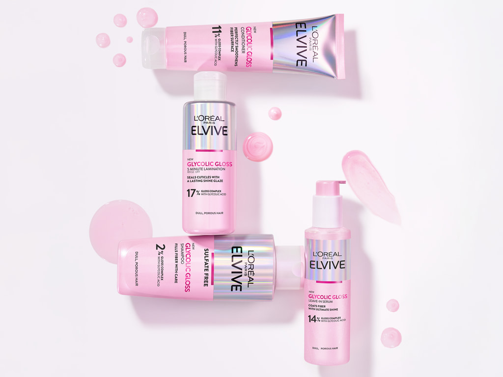 loreal paris glossy hair range product shot