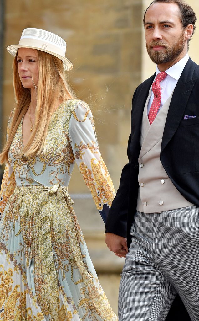 Alizee Thevenet in a hat and James Middleton in a suit