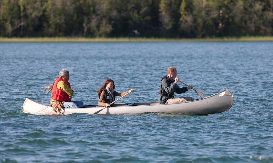 Kate Middleton and Prince William canoeing in Canada in 2011