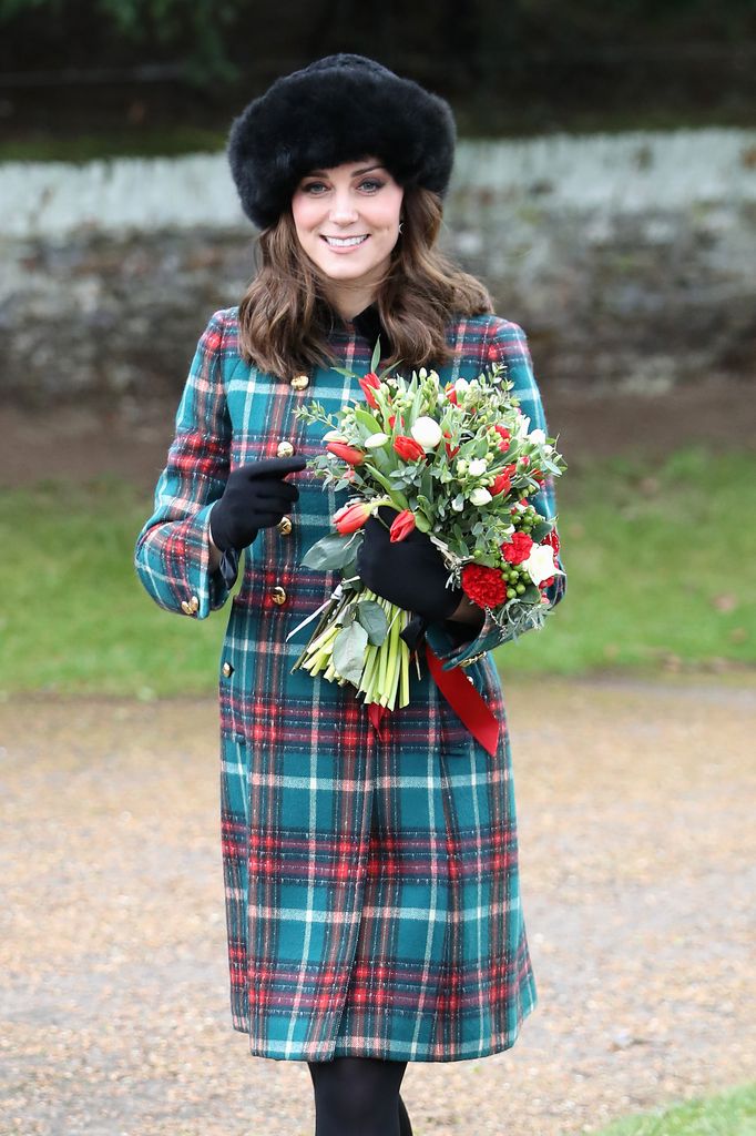 Kate stunned in a Miu Miu tartan peacoat 