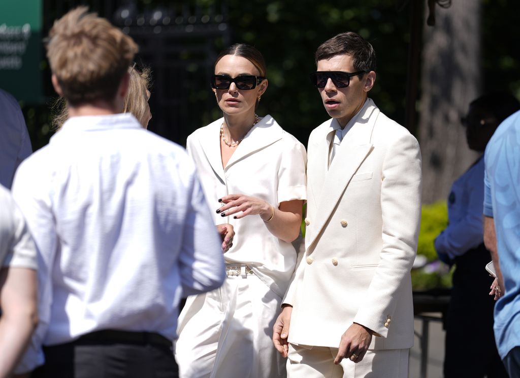 keira knightley and james righton arriving at wimbledon