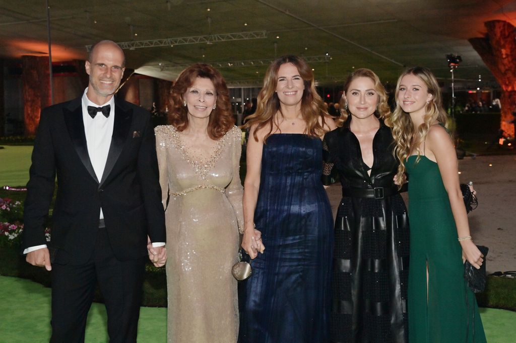 Sasha Alexander, Lucia Sofia Ponti, Eduardo Ponti, Sophia Loren and Roberta Armani standing together