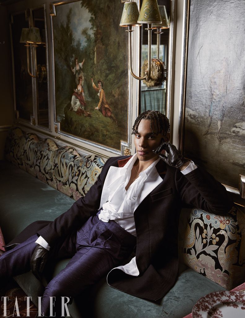 Alexandre Grimaldi poses on sofa for Tatler cover