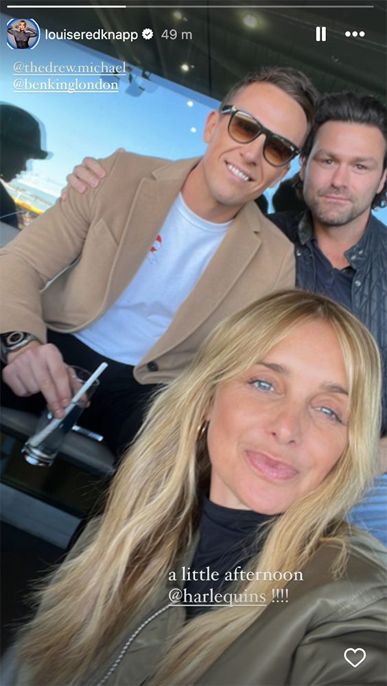 Louise Redknapp and Drew Michael at a Harlequins match