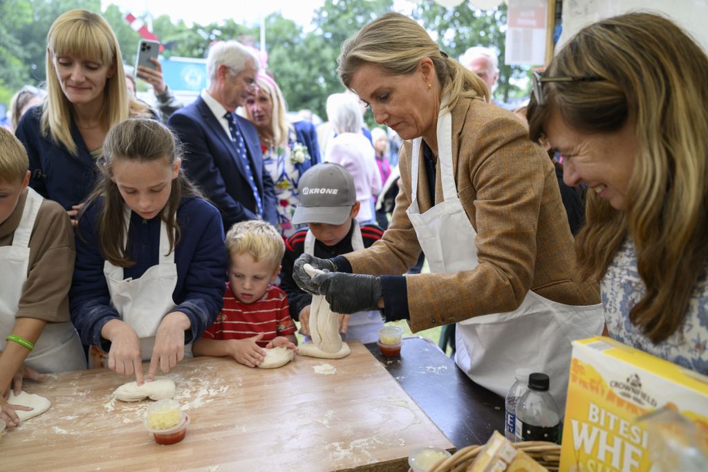 Sophie Duchess of Edinburgh makes pizza at the Driffield Show