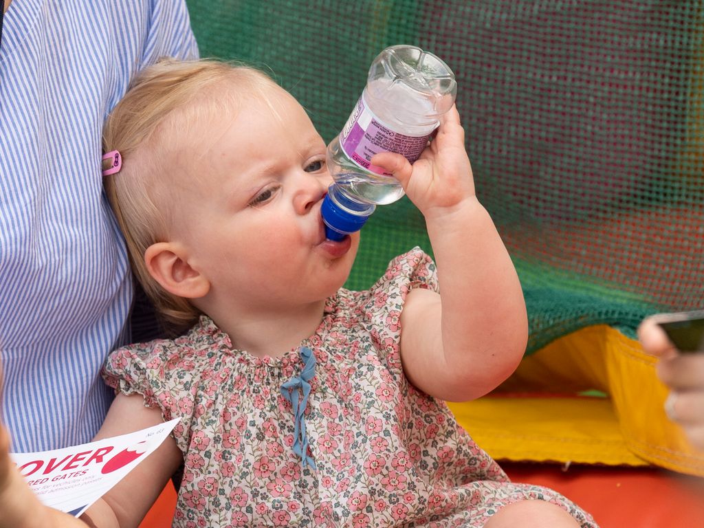 Lena Tindall drinking out water bottle