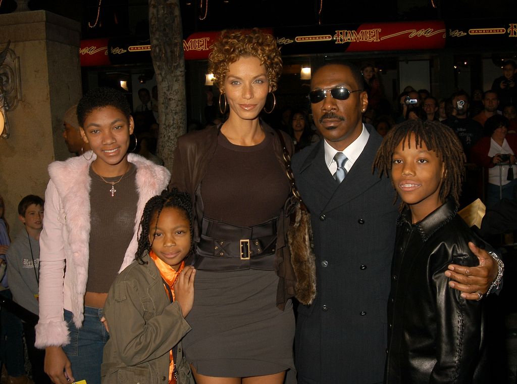 Eddie Murphy with ex wife Nicole and their kids