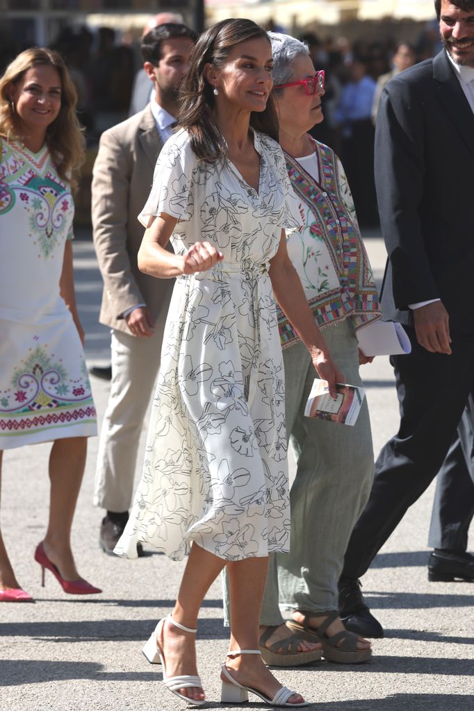 Queen Letizia and Eva Orue, director of the Madrid Book Fair, during the inauguration of the 84th Madrid Book Fair at the Retiro Park
