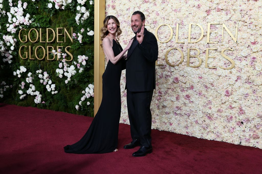 Jackie Sandler and Adam Sandler at the 82nd Golden Globe Awards, held at the Beverly Hilton Hotel in Los Angeles on January 5, 2025