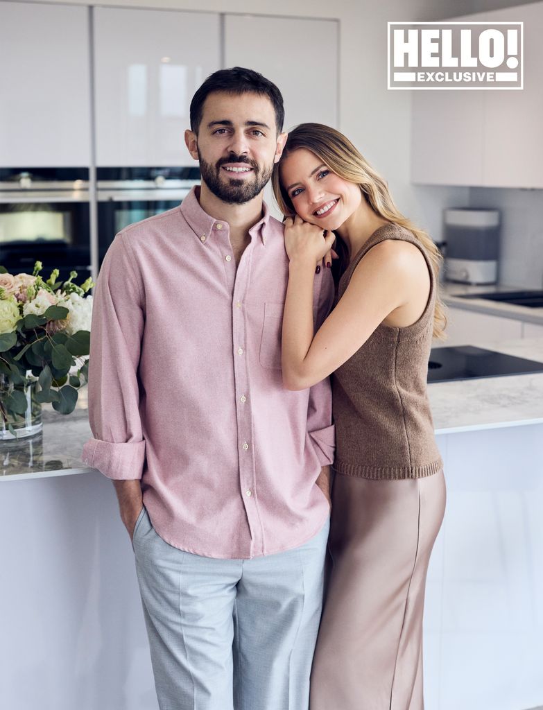 Bernardo Silva and wife Ines pose at home