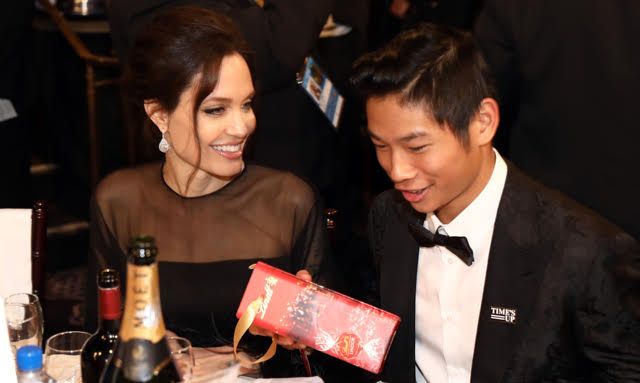 angelina jolie and son at golden globes