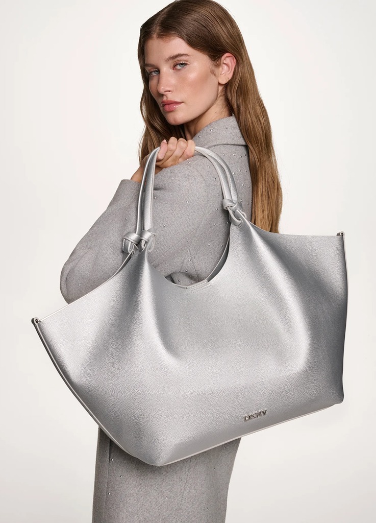 DKNY silver shopper tote