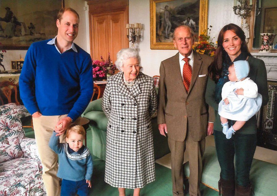 William and Kate with George, baby Charlotte, the late Queen and Prince Philip at Balmoral in 2015