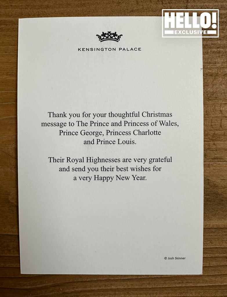 Kate Middleton's Christmas 2023 thank you card